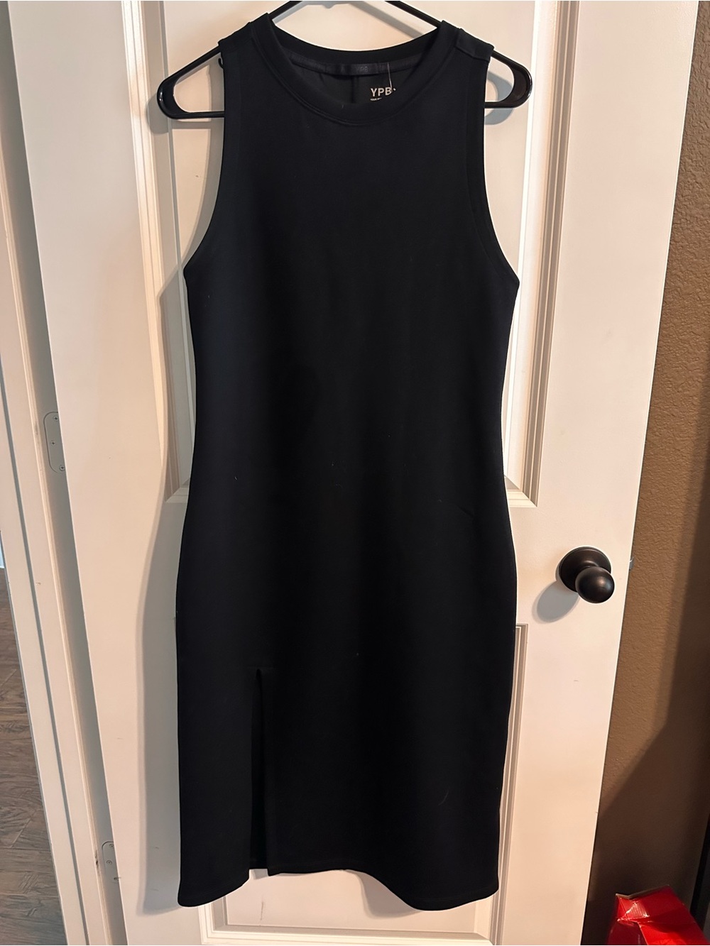 YPB Black Sleeveless Midi Dress with Side Slit